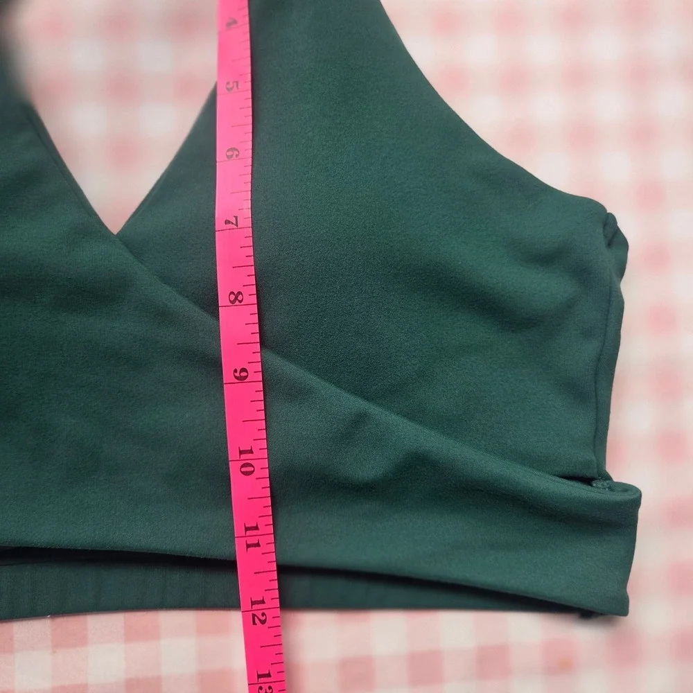 Forest Green Wrap Front Crisscross Back Sports Bra‎ Medium Bikini Top Fairycore